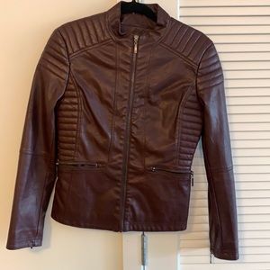 Deep maroon faux leather jacket